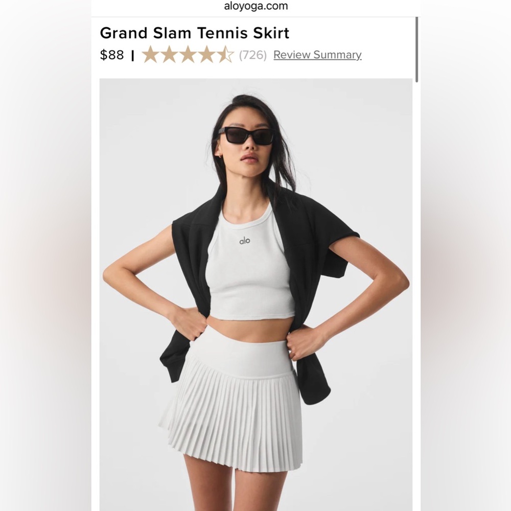 Alo Grand Slam Tennis Skirt White Size Small
